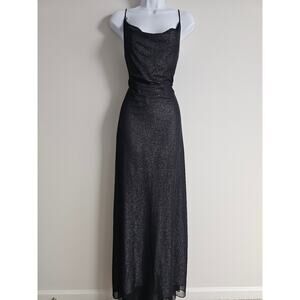 Zum Zum Dress Womens 11 Black Sheer Layer Sparkle Whimsigoth Drape Prom Vintage